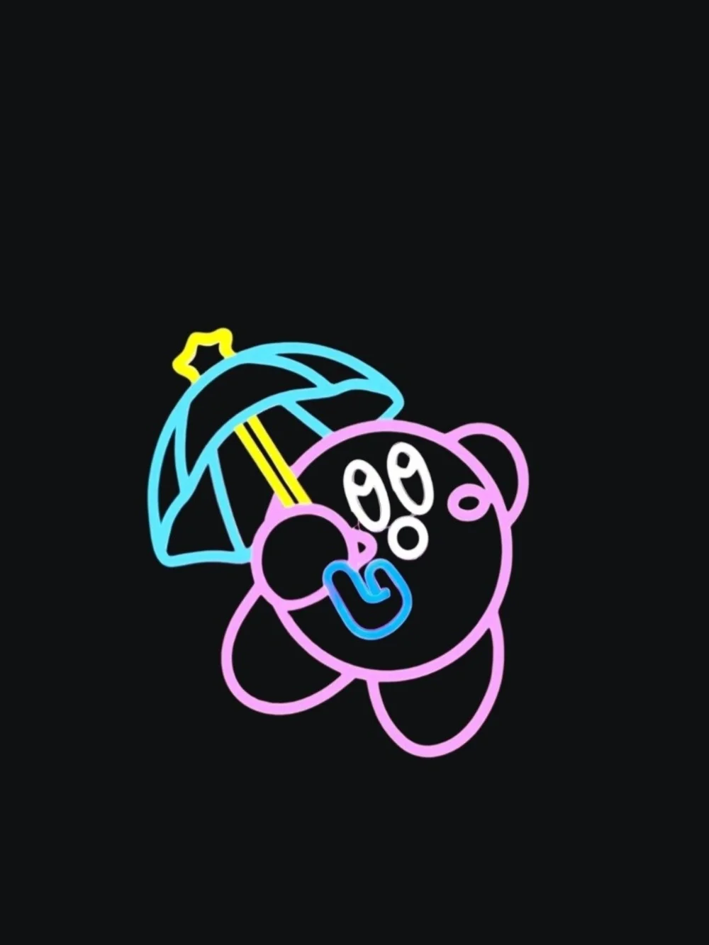 Amazon Neon Kirby Wall Art Print - Pink, Blue, Yellow, White